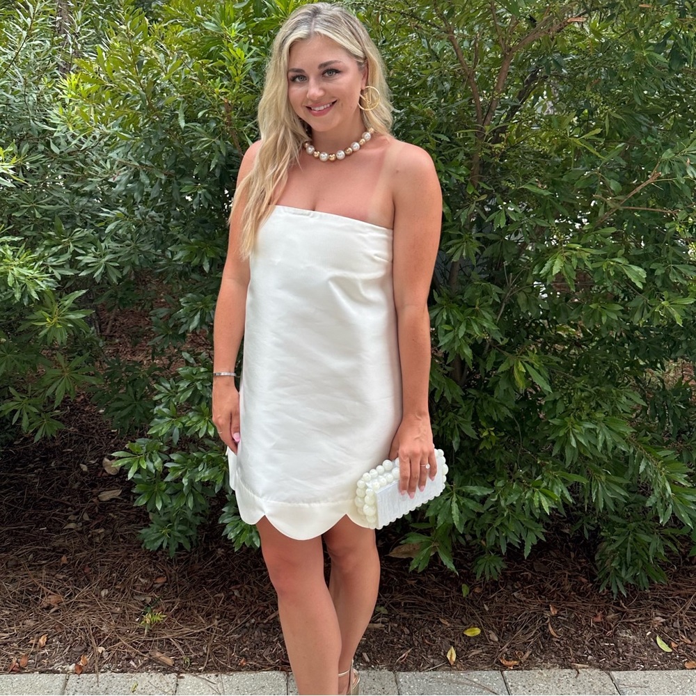 Nasty Gal White Scallop Strapless Dress